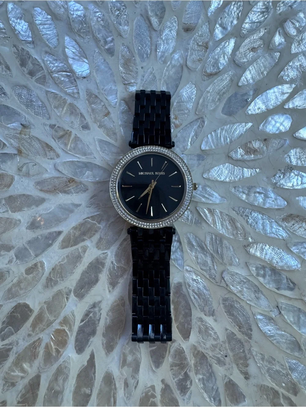 Michael Kors MK-3322 Black & Gold Crystal Bezel Stainless Steel Watch